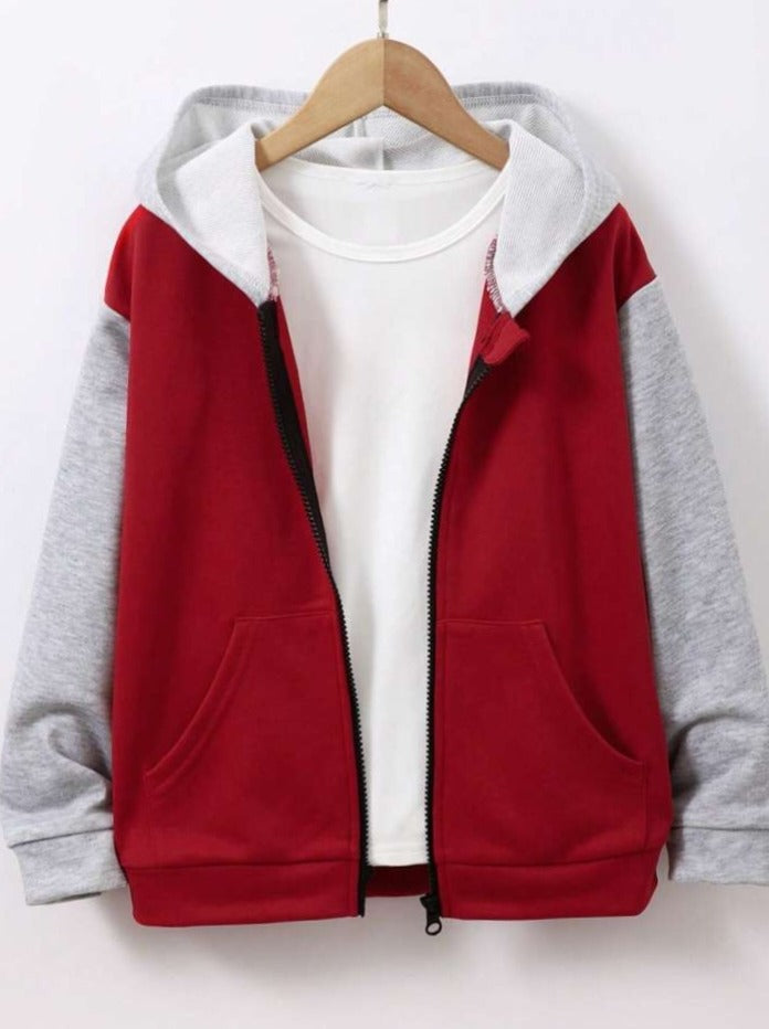 Men's Warm Cotton Fleece Full Zip Hoodie For Winter