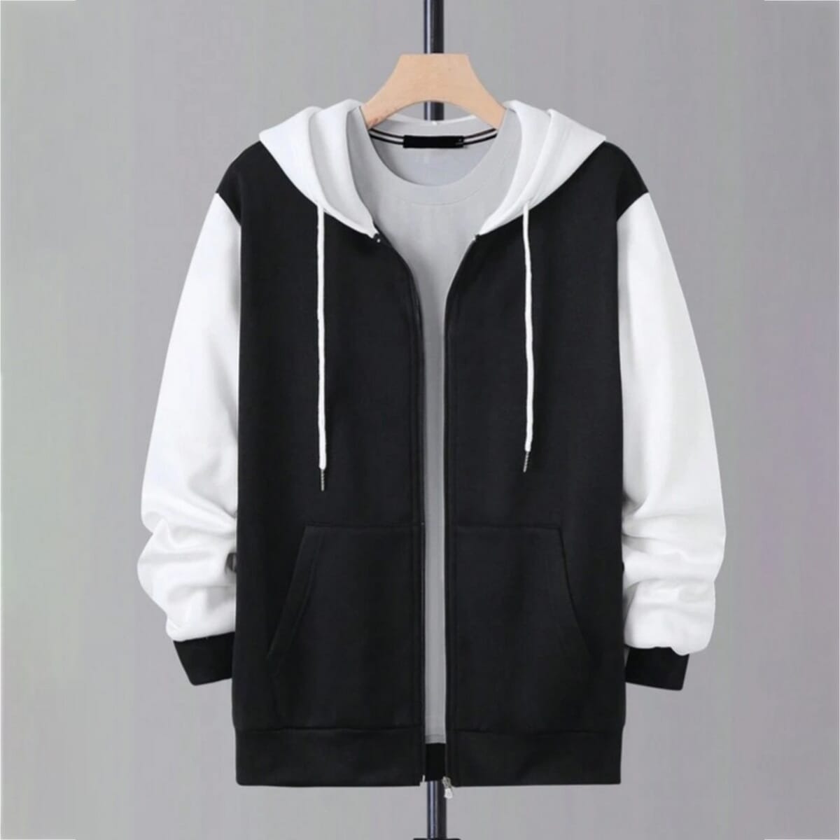 Men's Warm Cotton Fleece Full Zip Hoodie For Winter